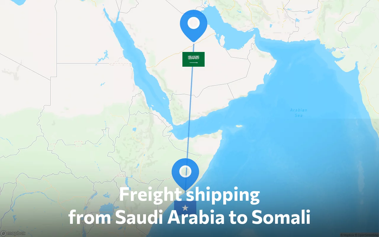 Shipping route from Saudi Arabia to Somali