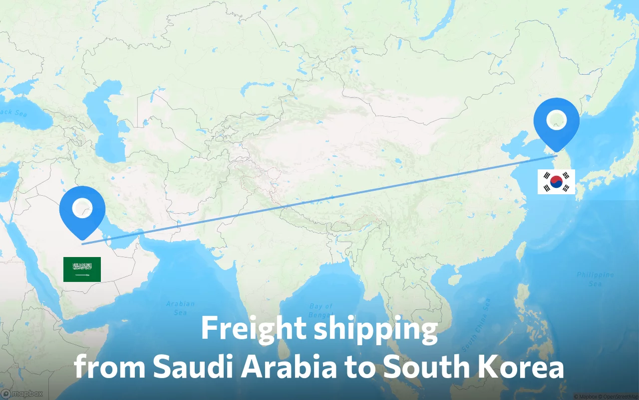 Shipping route from Saudi Arabia to South Korea