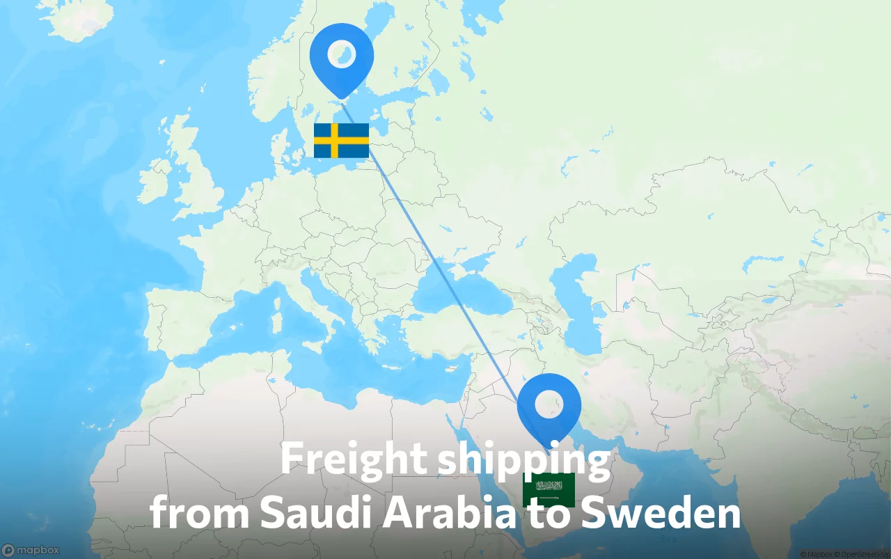 Shipping route from Saudi Arabia to Sweden