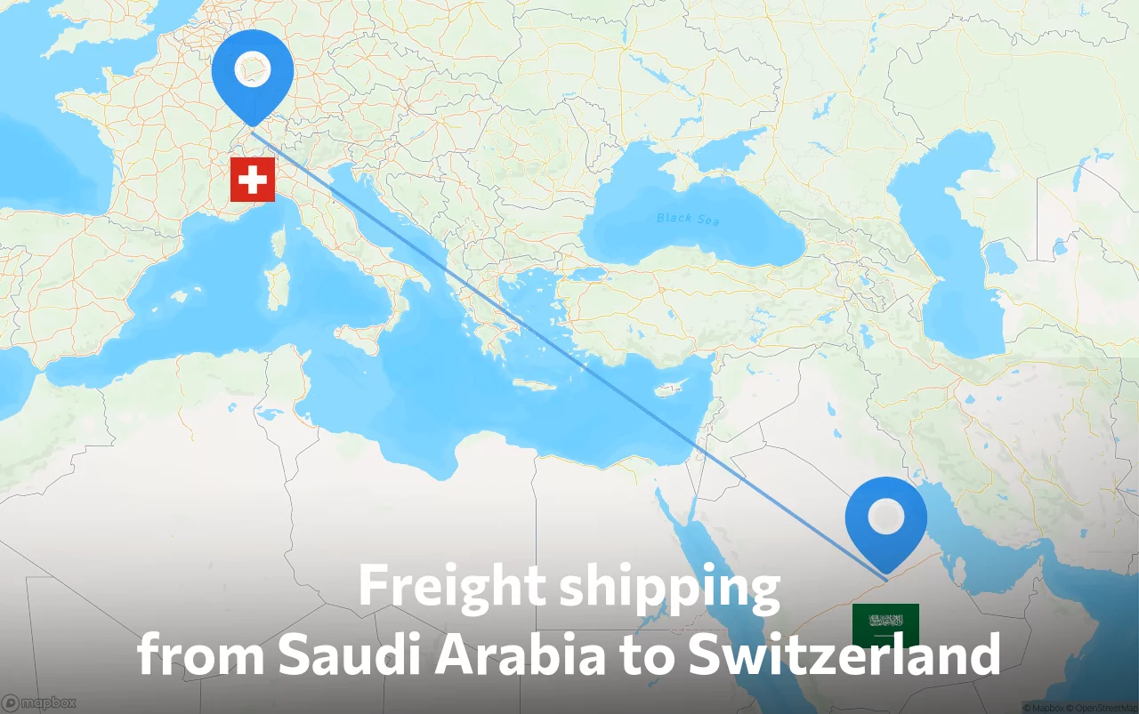 Shipping route from Saudi Arabia to Switzerland