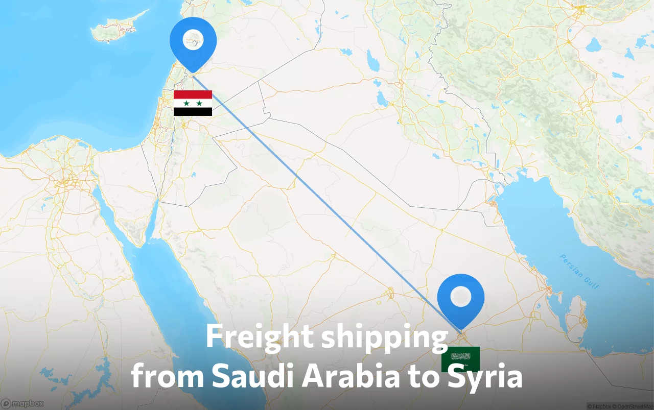 Shipping route from Saudi Arabia to Syria