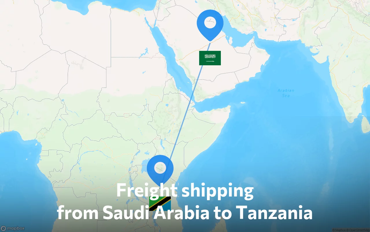 Shipping route from Saudi Arabia to Tanzania
