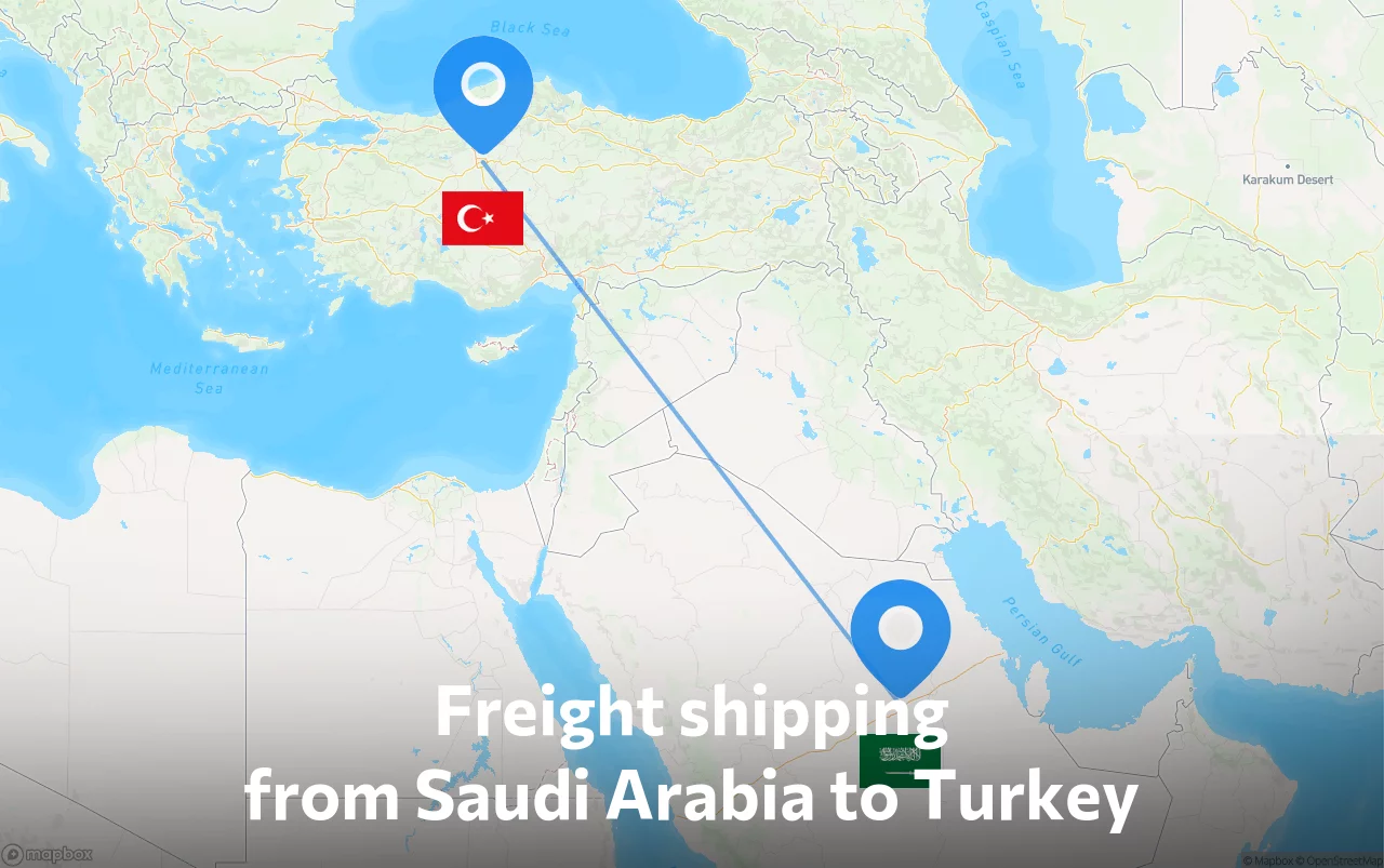 Shipping route from Saudi Arabia to Turkey