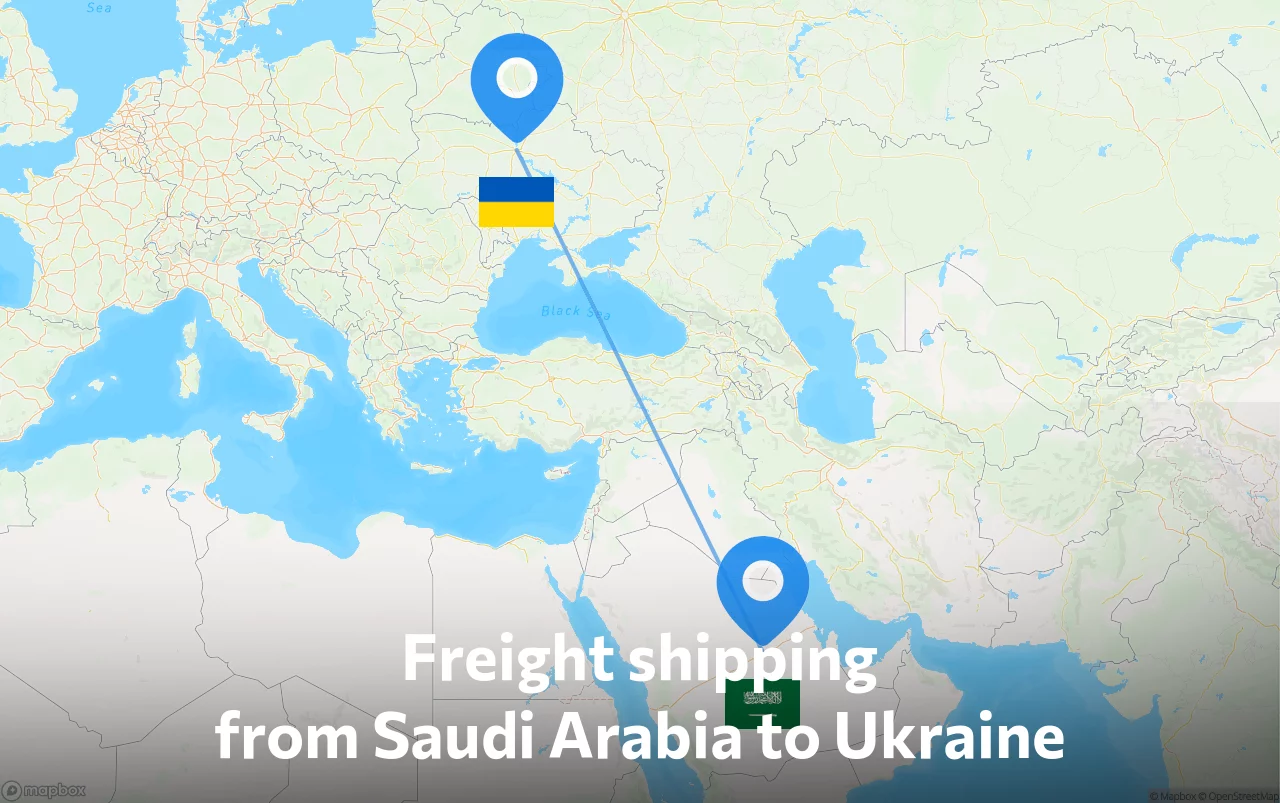 Shipping route from Saudi Arabia to Ukraine