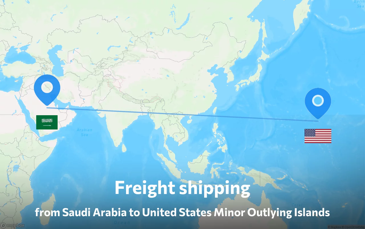 Shipping route from Saudi Arabia to United States Minor Outlying Islands