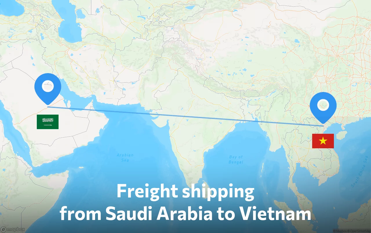 Shipping route from Saudi Arabia to Vietnam