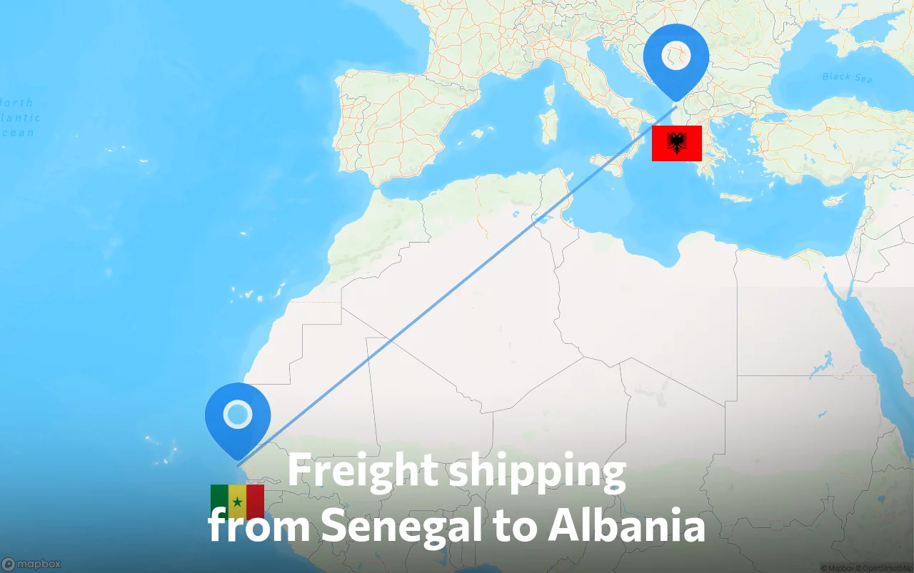 Shipping route from Senegal to Albania