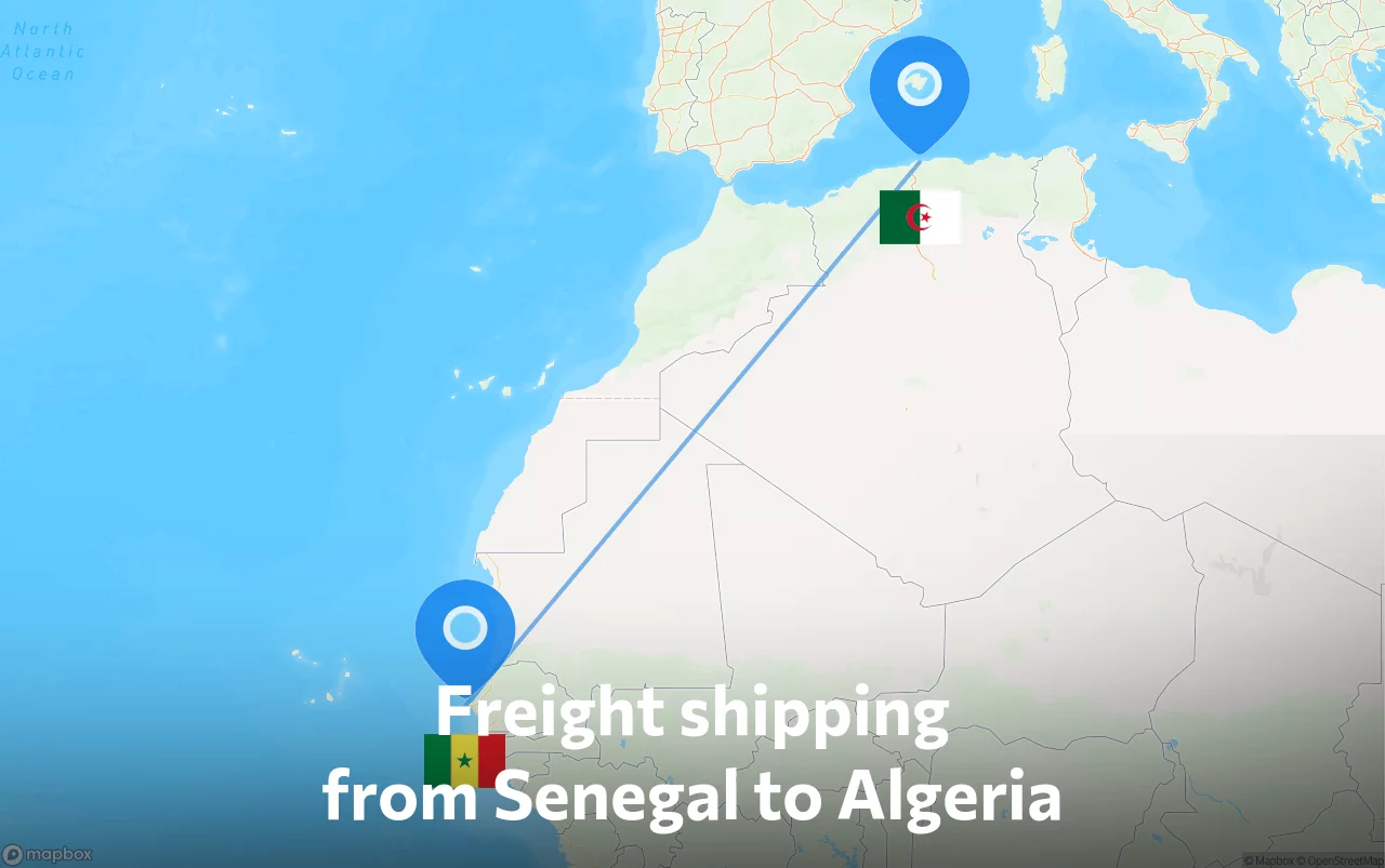 Shipping route from Senegal to Algeria
