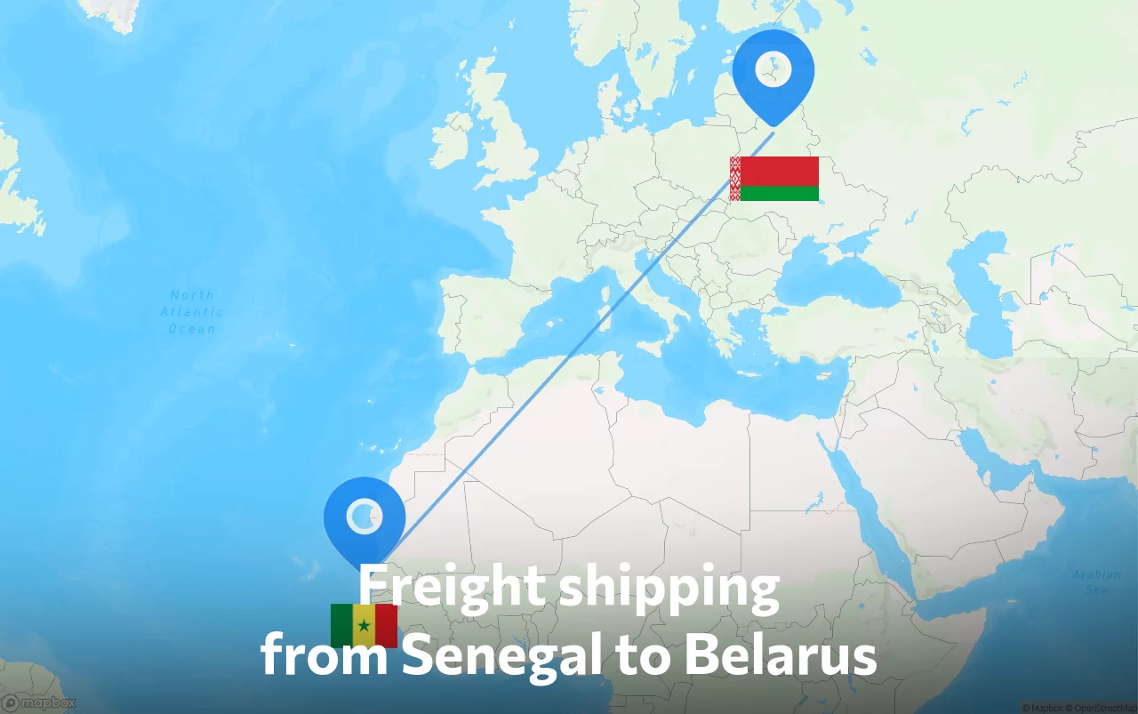 Shipping route from Senegal to Belarus