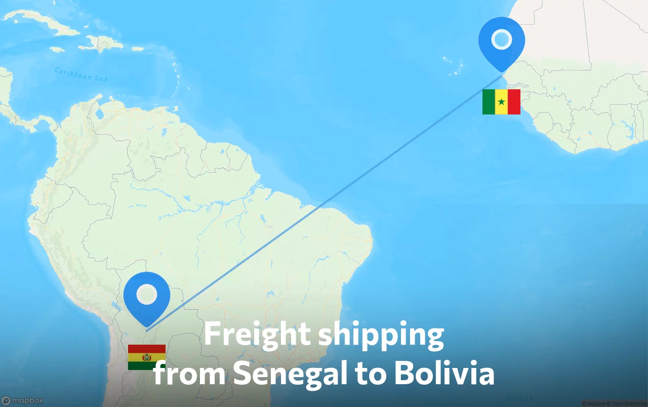 Shipping route from Senegal to Bolivia