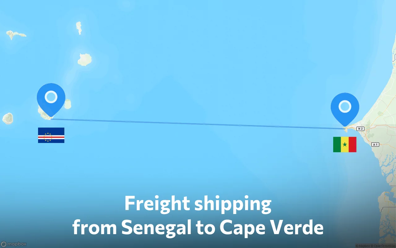 Shipping route from Senegal to Cape Verde