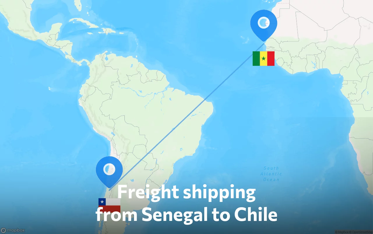 Shipping route from Senegal to Chile