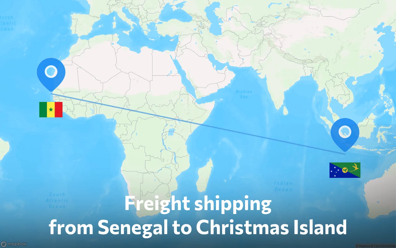 Shipping route from Senegal to Christmas Island