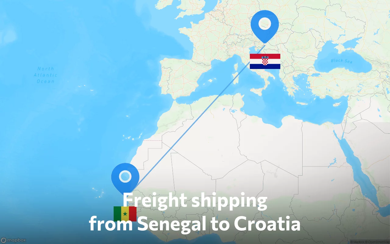 Shipping route from Senegal to Croatia