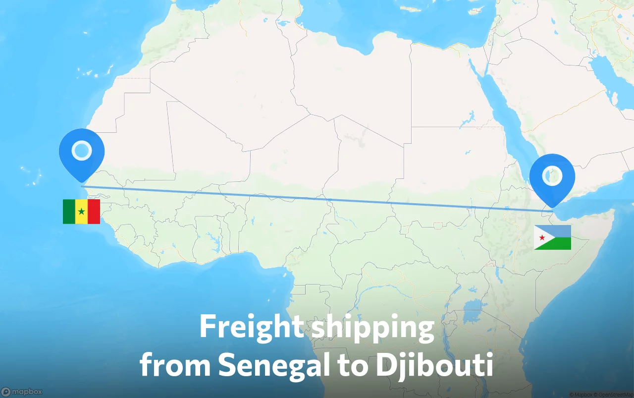 Shipping route from Senegal to Djibouti