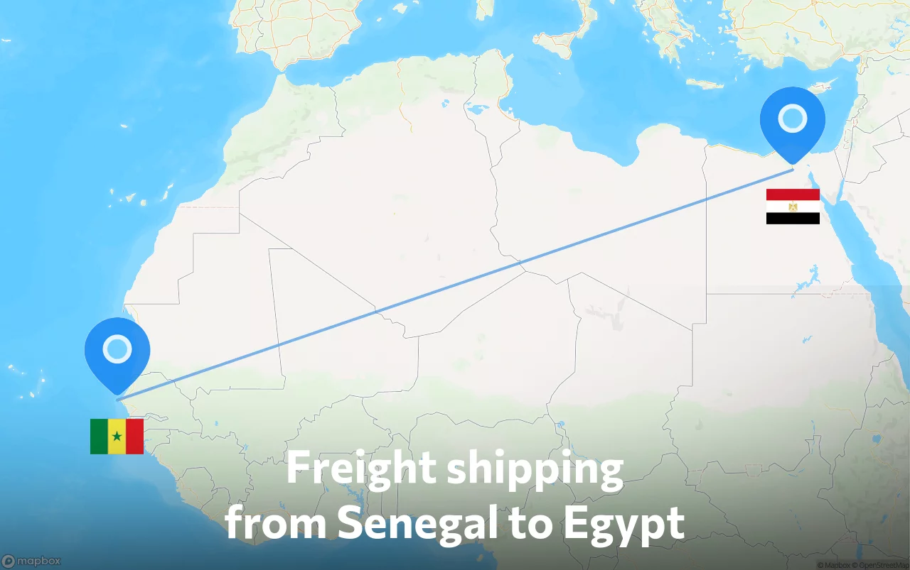 Shipping route from Senegal to Egypt