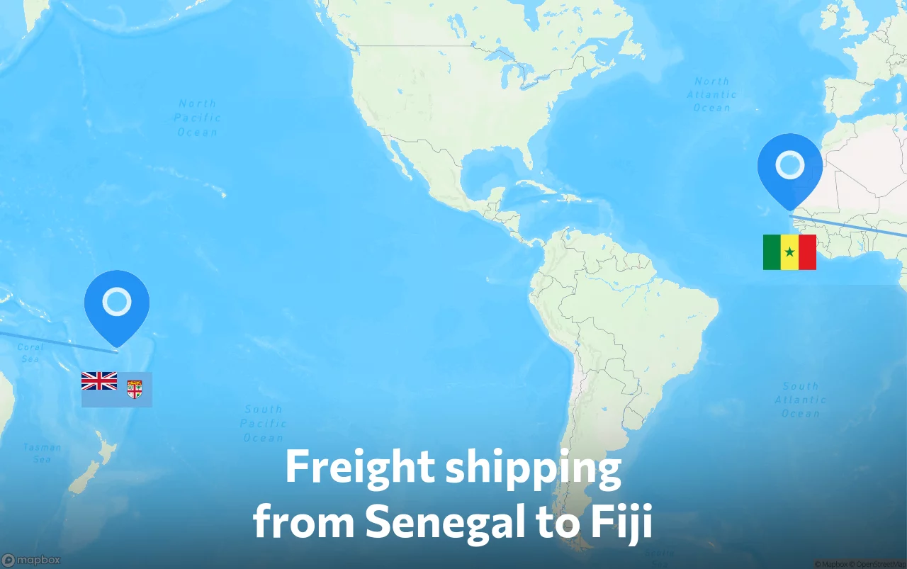 Shipping route from Senegal to Fiji