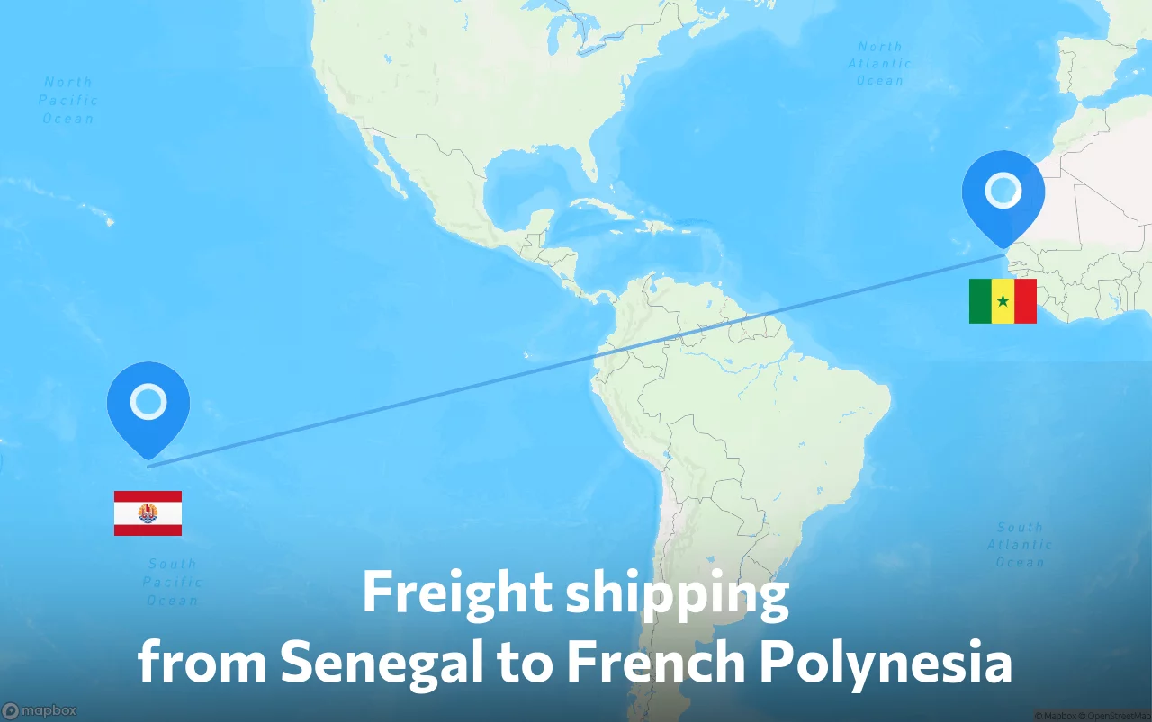 Shipping route from Senegal to French Polynesia