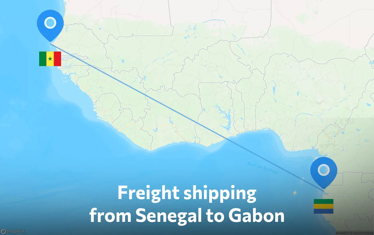 Shipping route from Senegal to Gabon