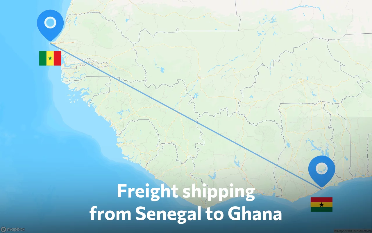 Shipping route from Senegal to Ghana