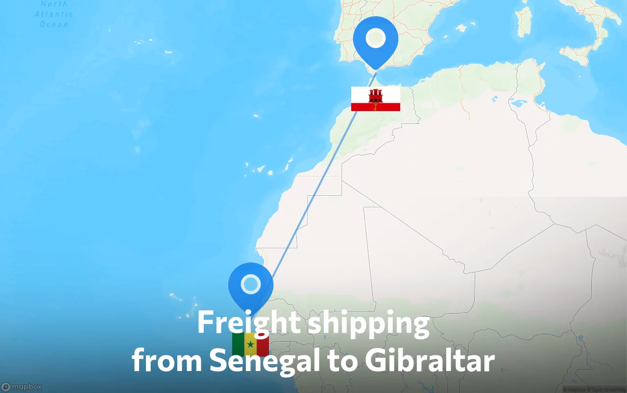 Shipping route from Senegal to Gibraltar