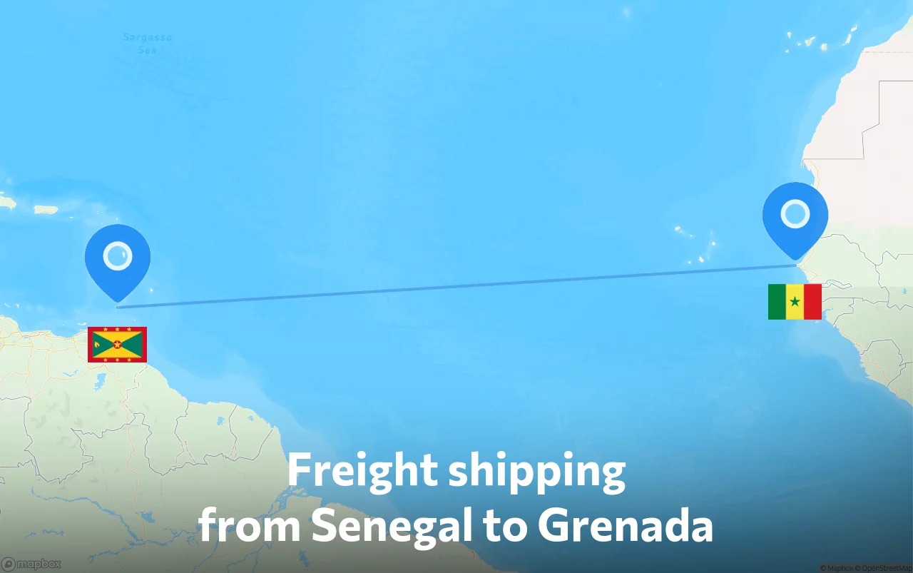 Shipping route from Senegal to Grenada