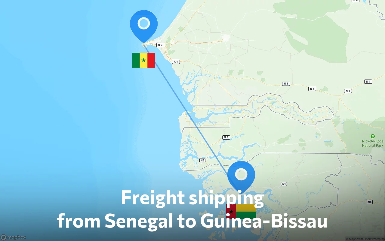 Shipping route from Senegal to Guinea-Bissau