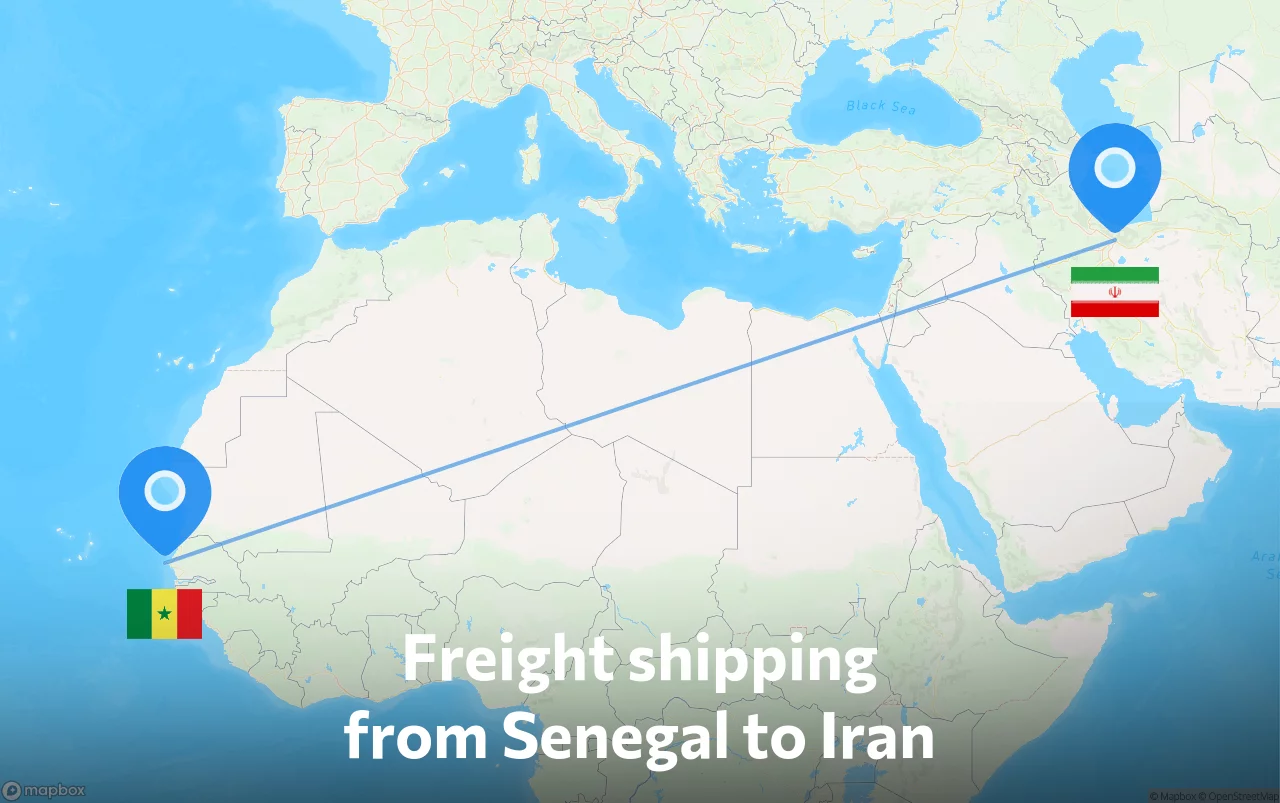 Shipping route from Senegal to Iran