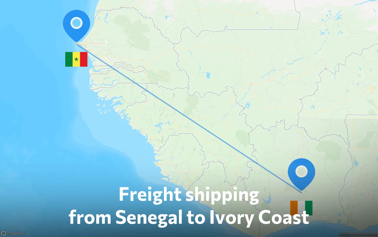 Shipping route from Senegal to Ivory Coast