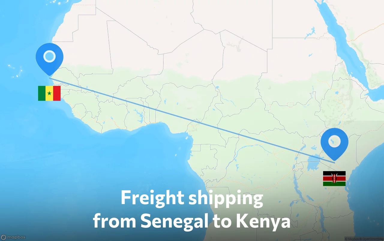 Shipping route from Senegal to Kenya