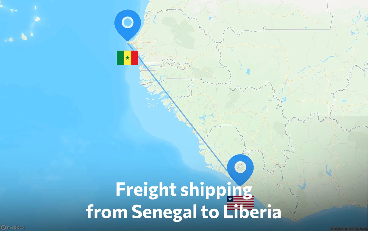 Shipping route from Senegal to Liberia