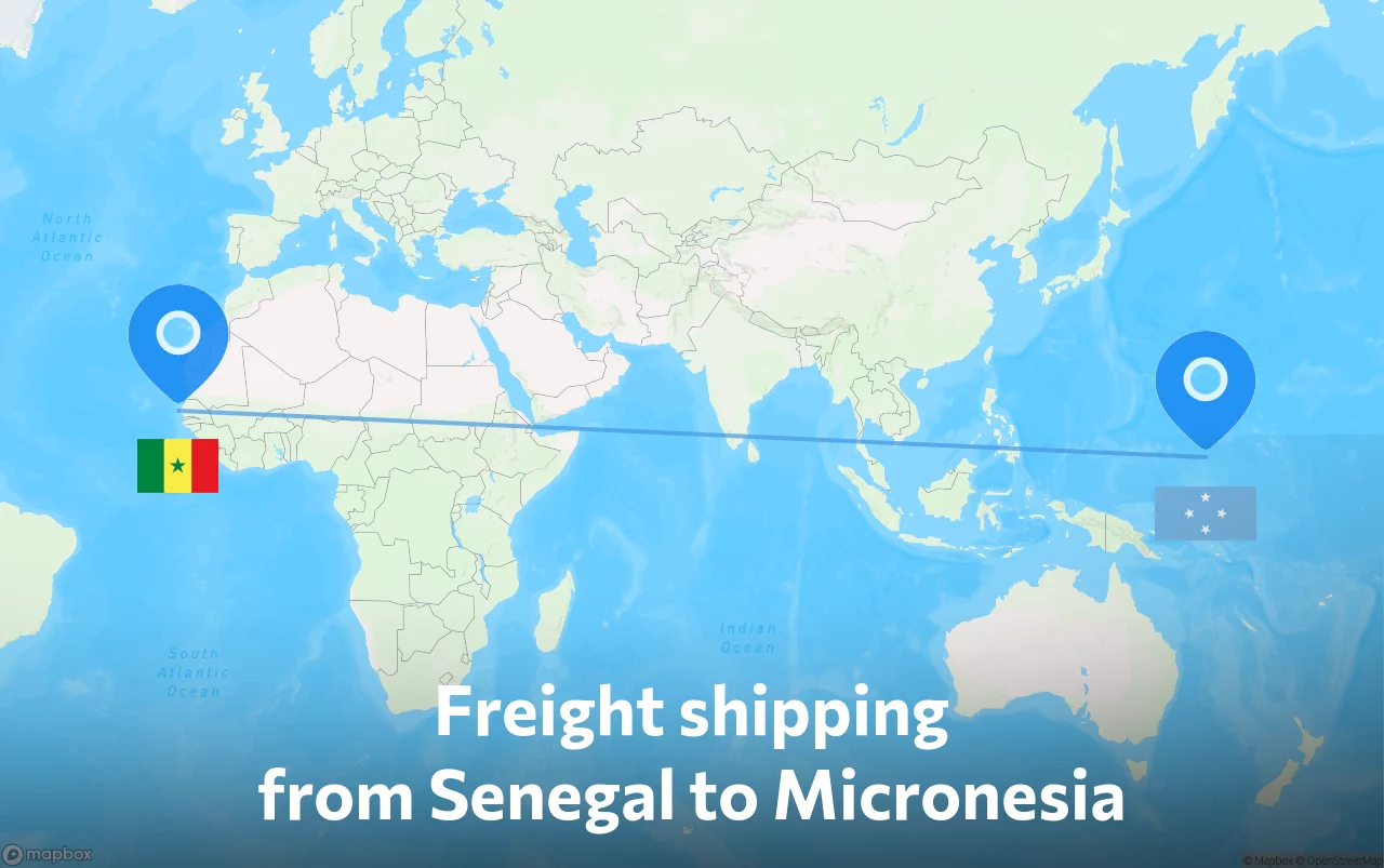 Shipping route from Senegal to Micronesia
