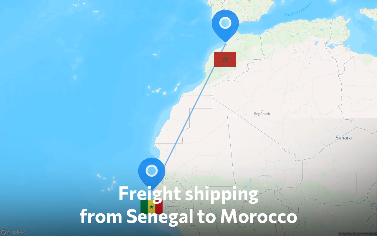 Shipping route from Senegal to Morocco