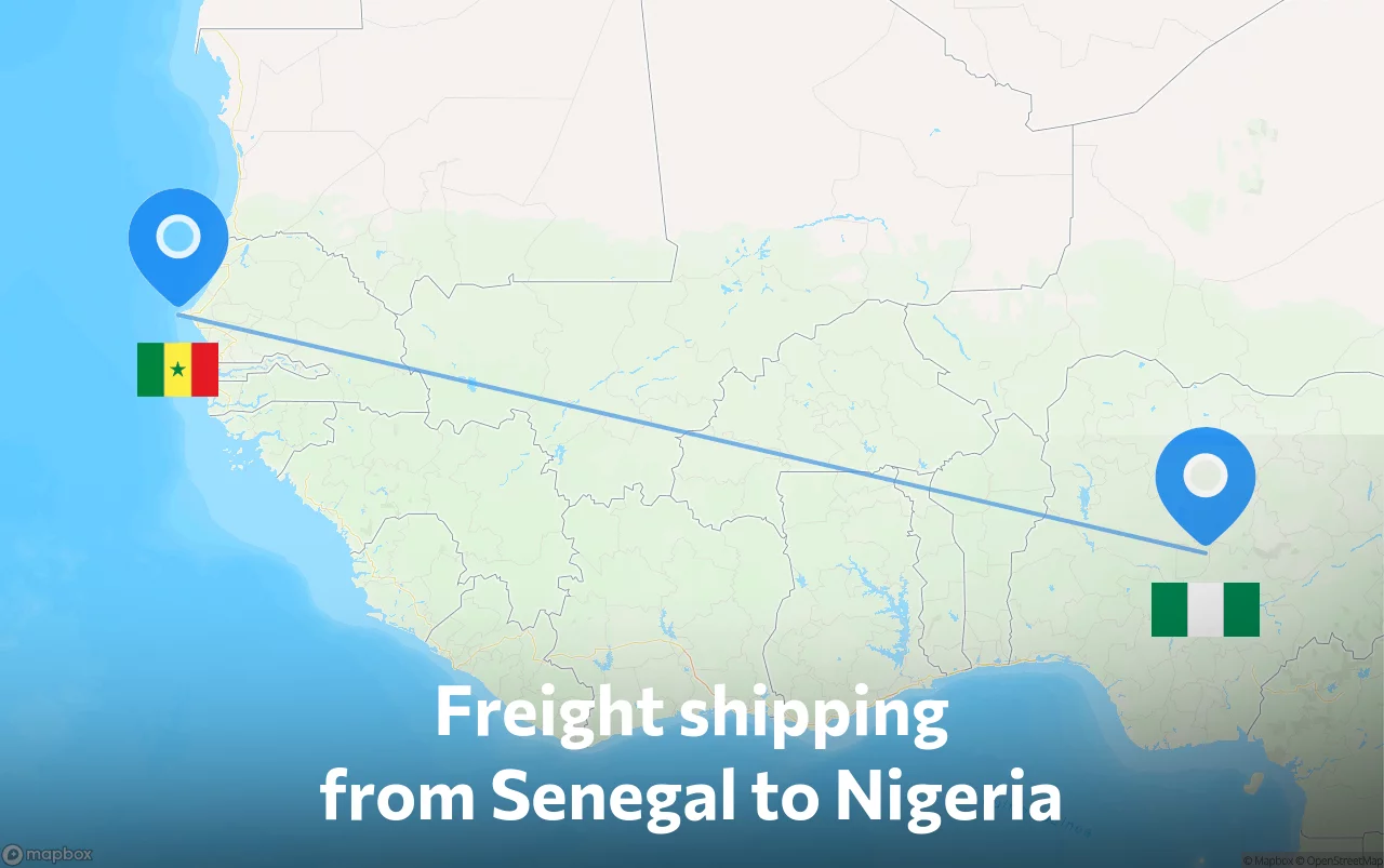 Shipping route from Senegal to Nigeria