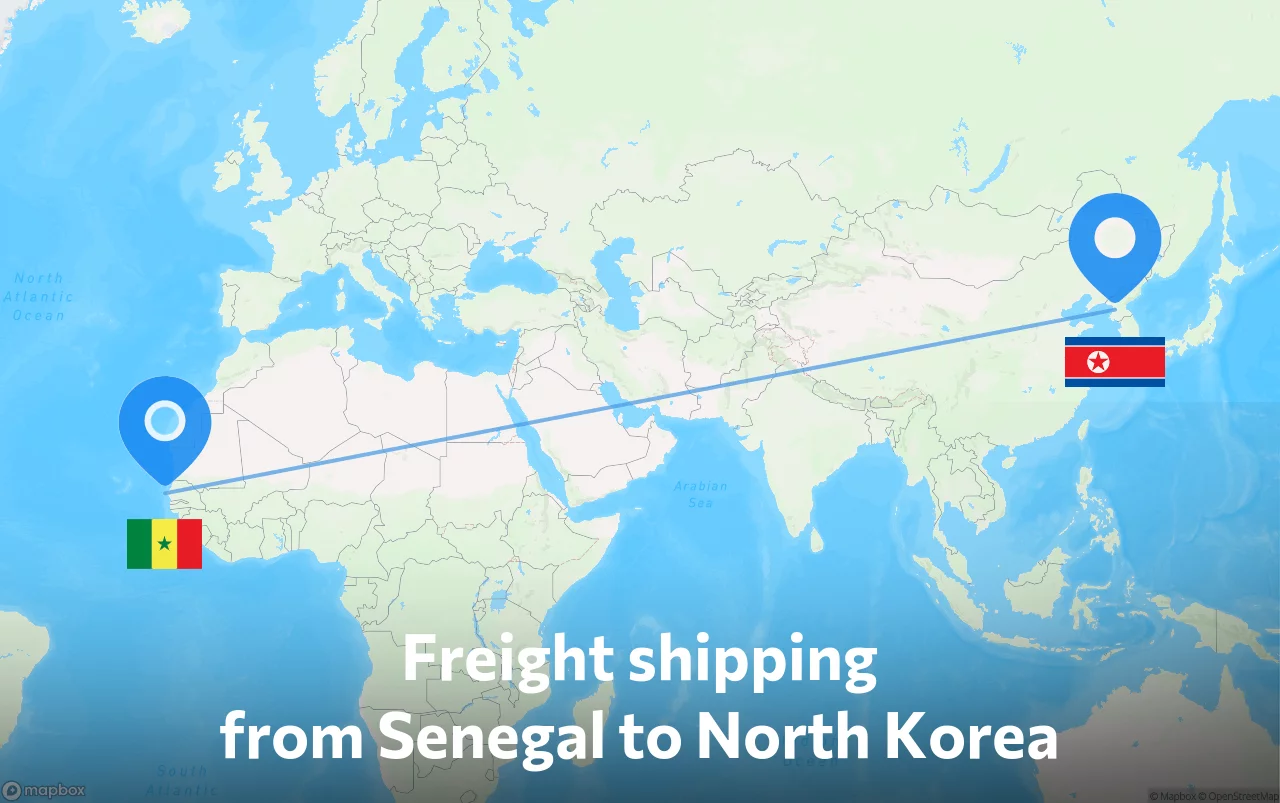 Shipping route from Senegal to North Korea