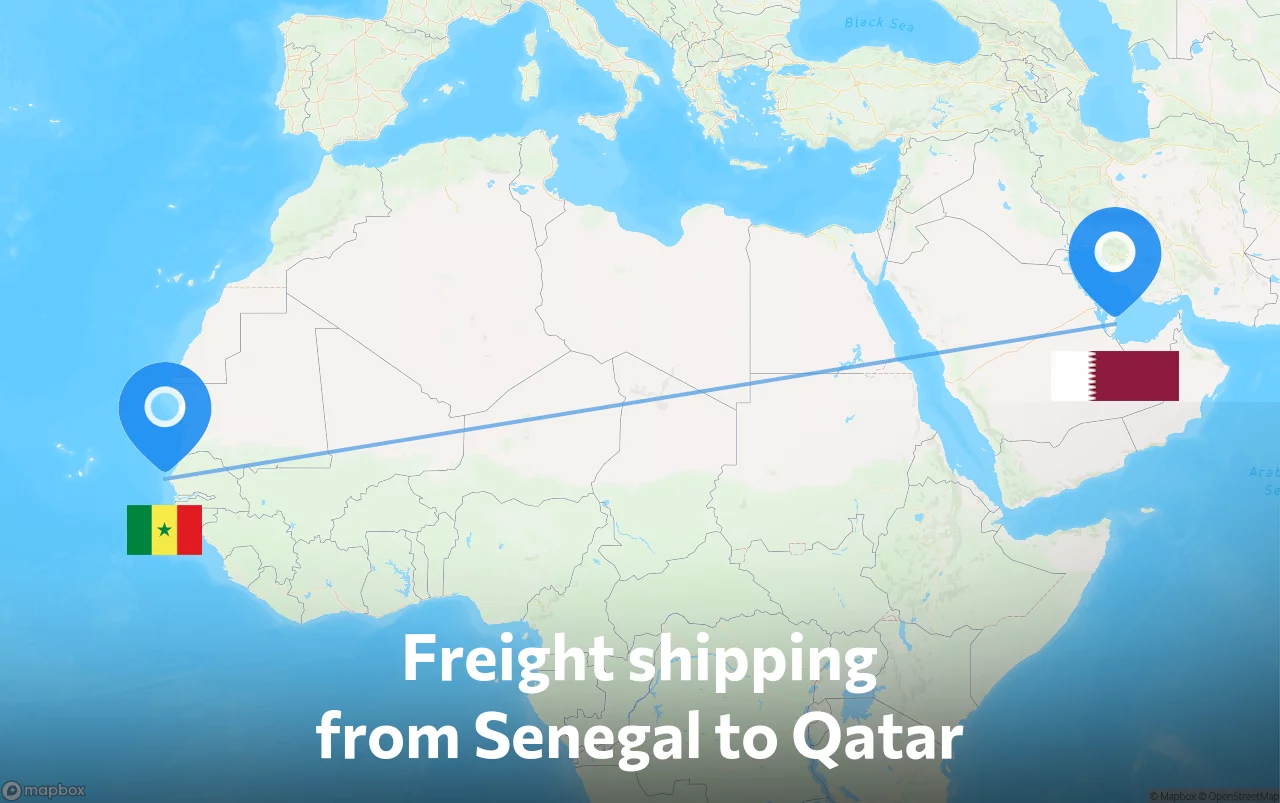 Shipping route from Senegal to Qatar