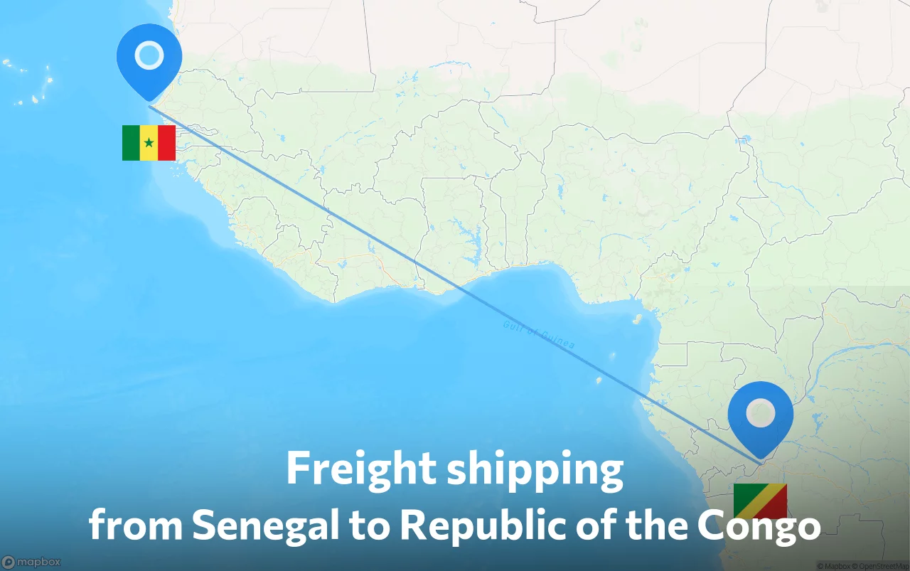 Shipping route from Senegal to Republic of the Congo