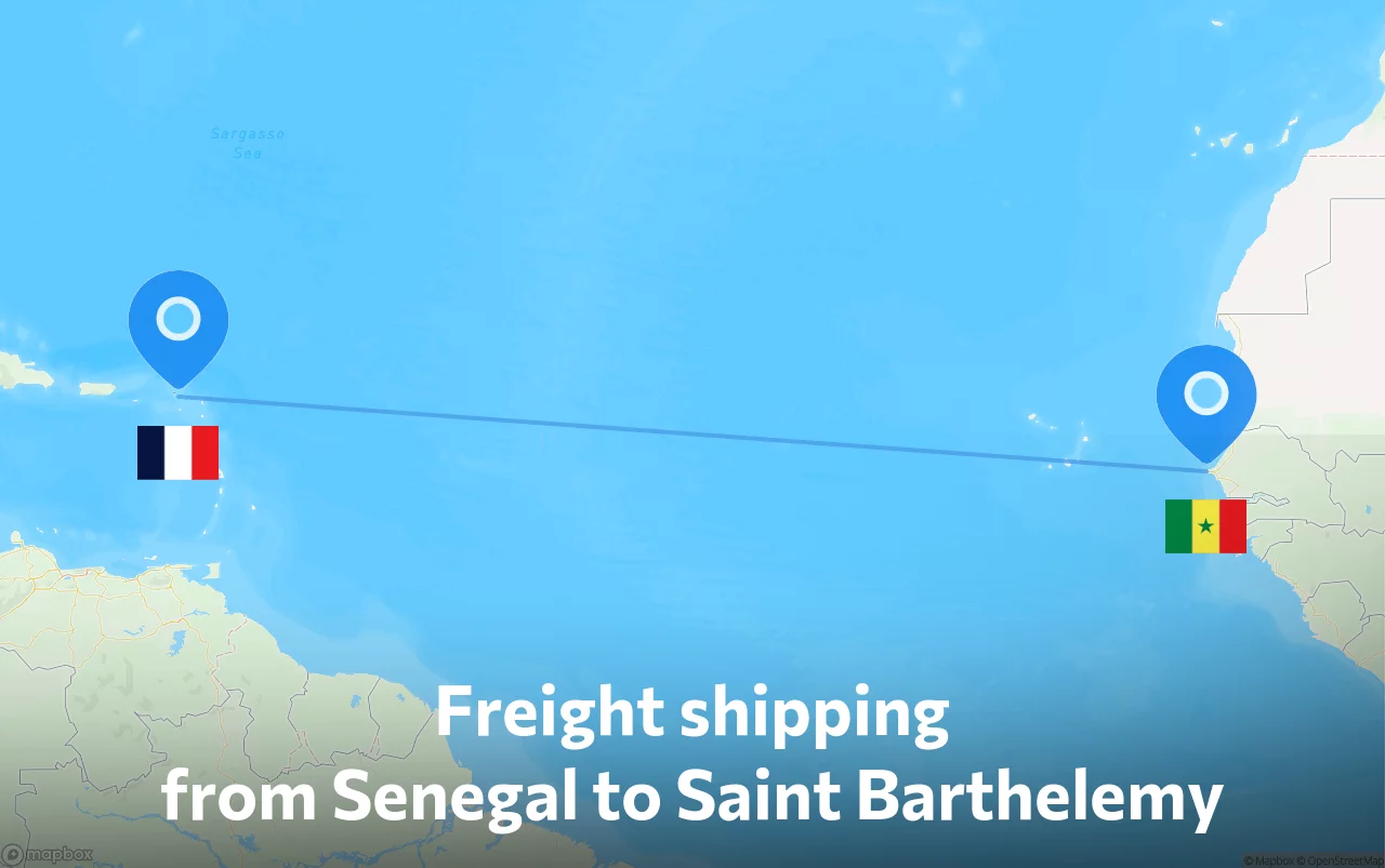 Shipping route from Senegal to Saint Barthelemy