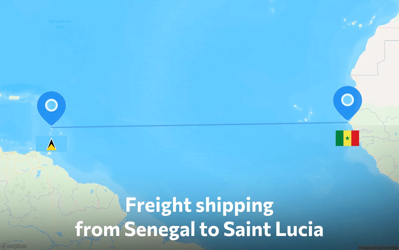 Shipping route from Senegal to Saint Lucia