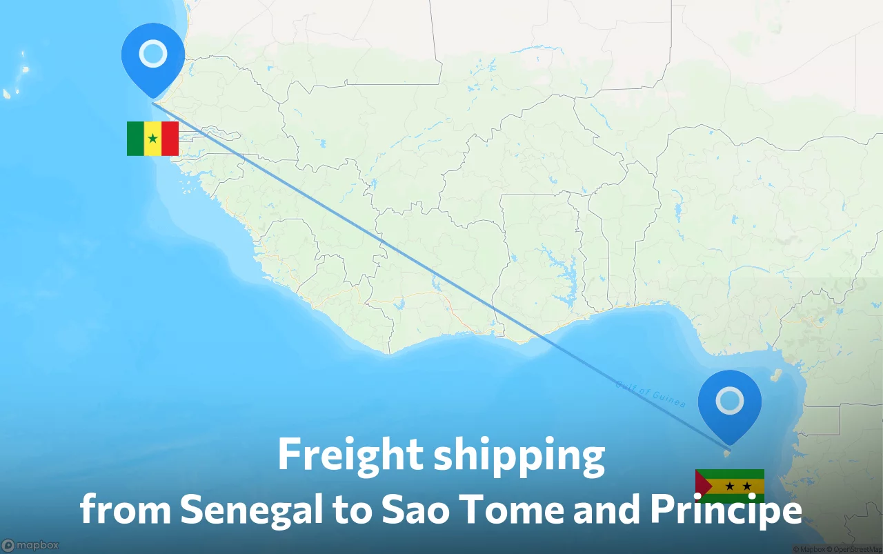 Shipping route from Senegal to Sao Tome and Principe