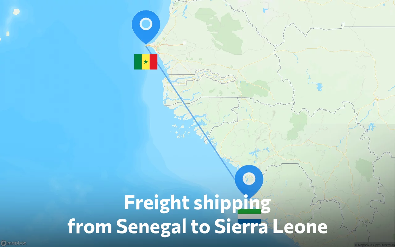 Shipping route from Senegal to Sierra Leone