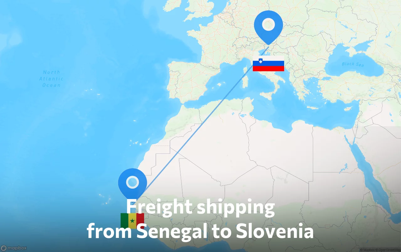 Shipping route from Senegal to Slovenia