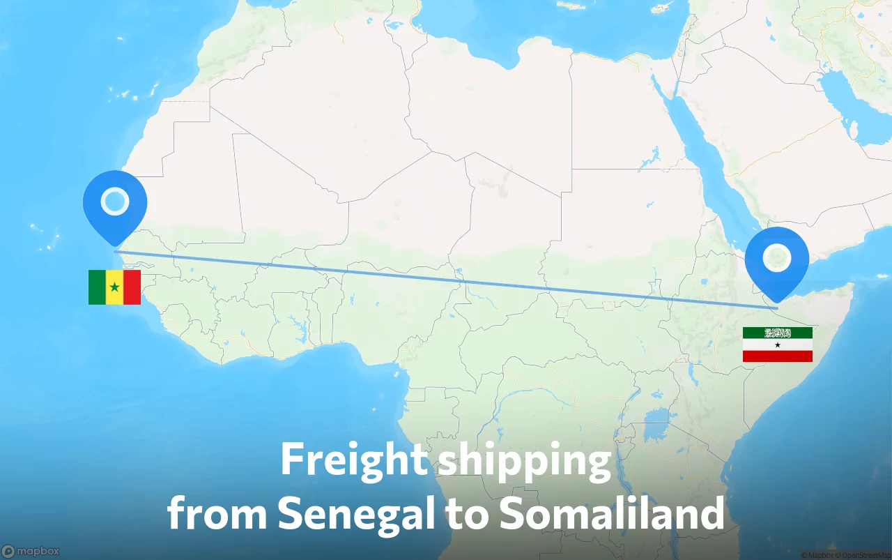 Shipping route from Senegal to Somaliland