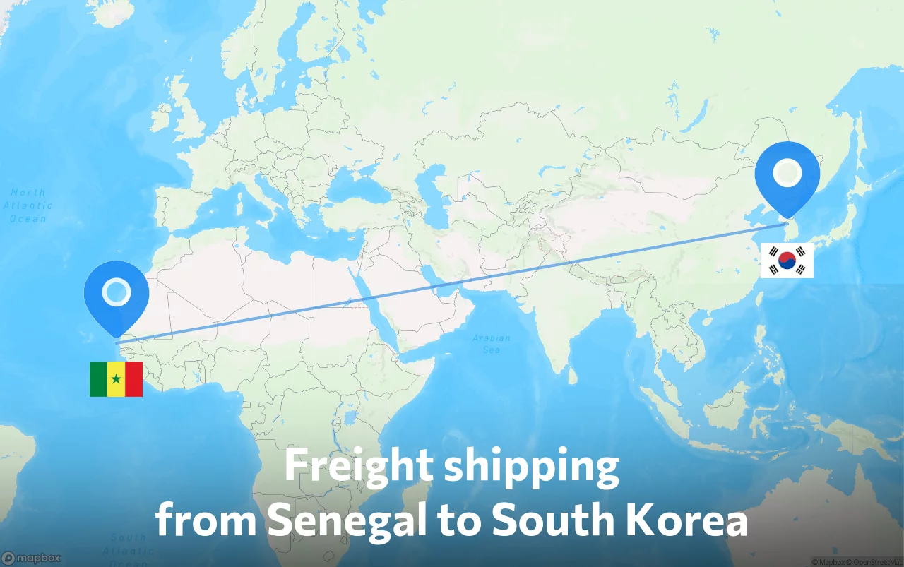 Shipping route from Senegal to South Korea
