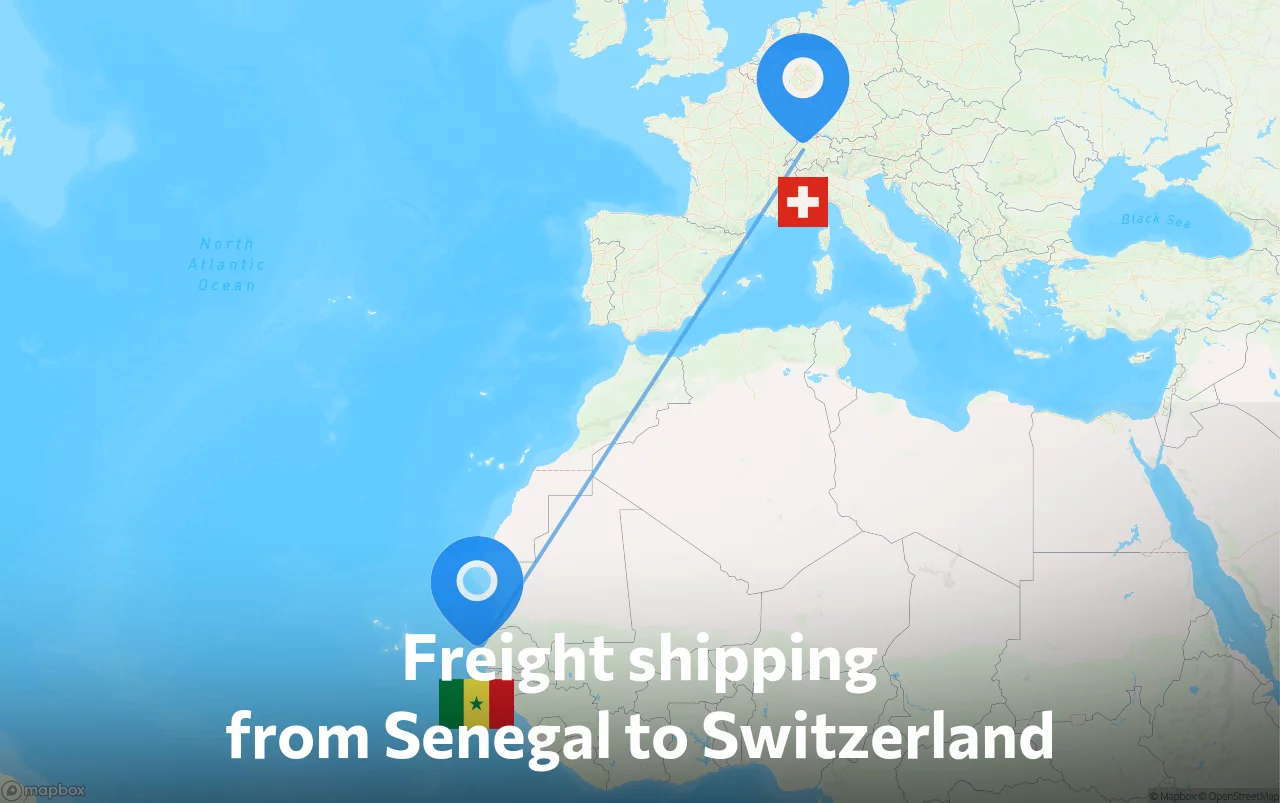 Shipping route from Senegal to Switzerland
