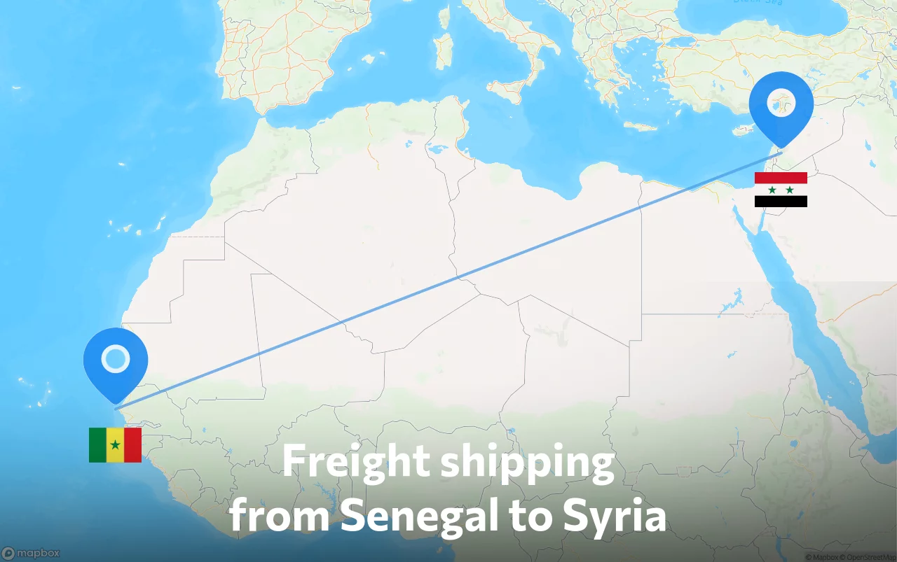 Shipping route from Senegal to Syria