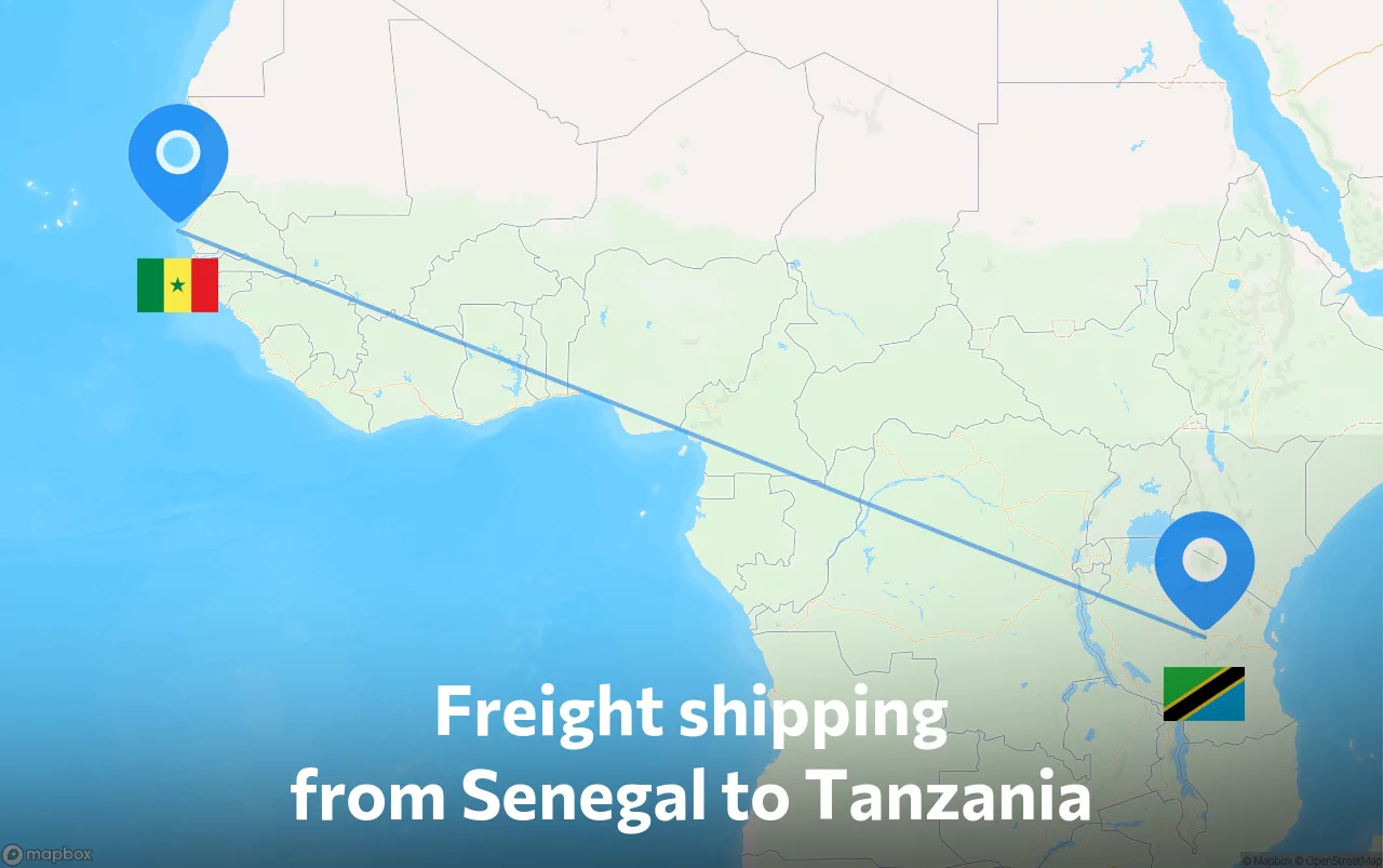Shipping route from Senegal to Tanzania