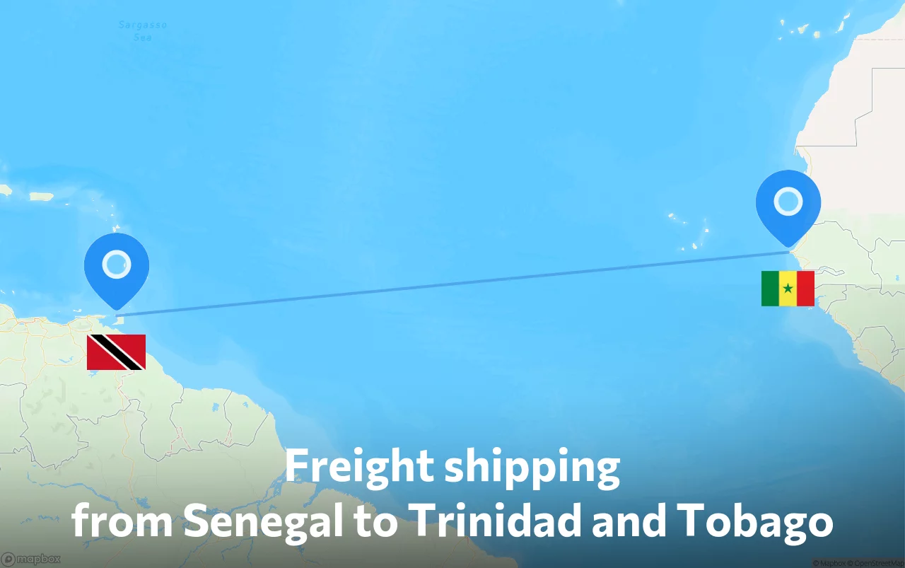 Shipping route from Senegal to Trinidad and Tobago