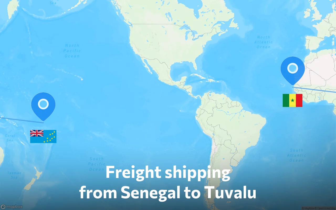 Shipping route from Senegal to Tuvalu
