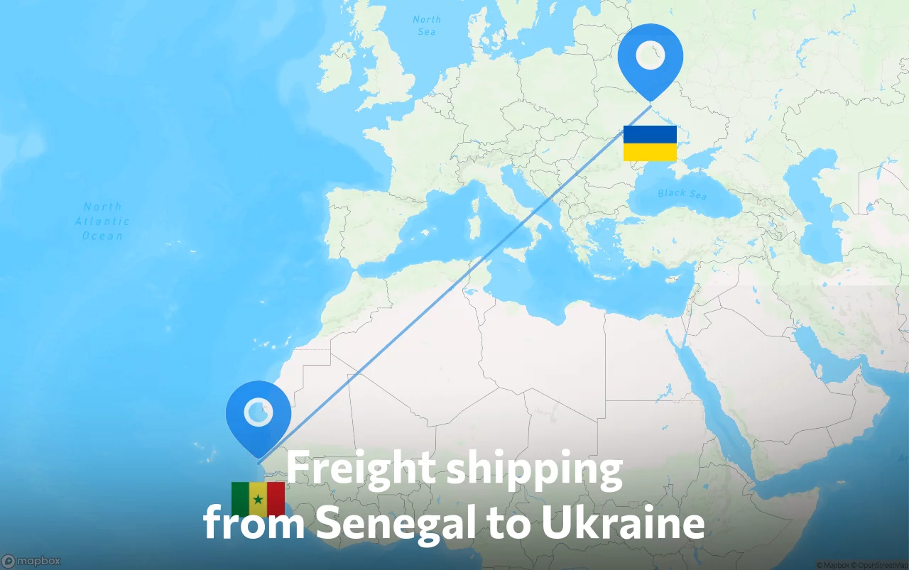Shipping route from Senegal to Ukraine
